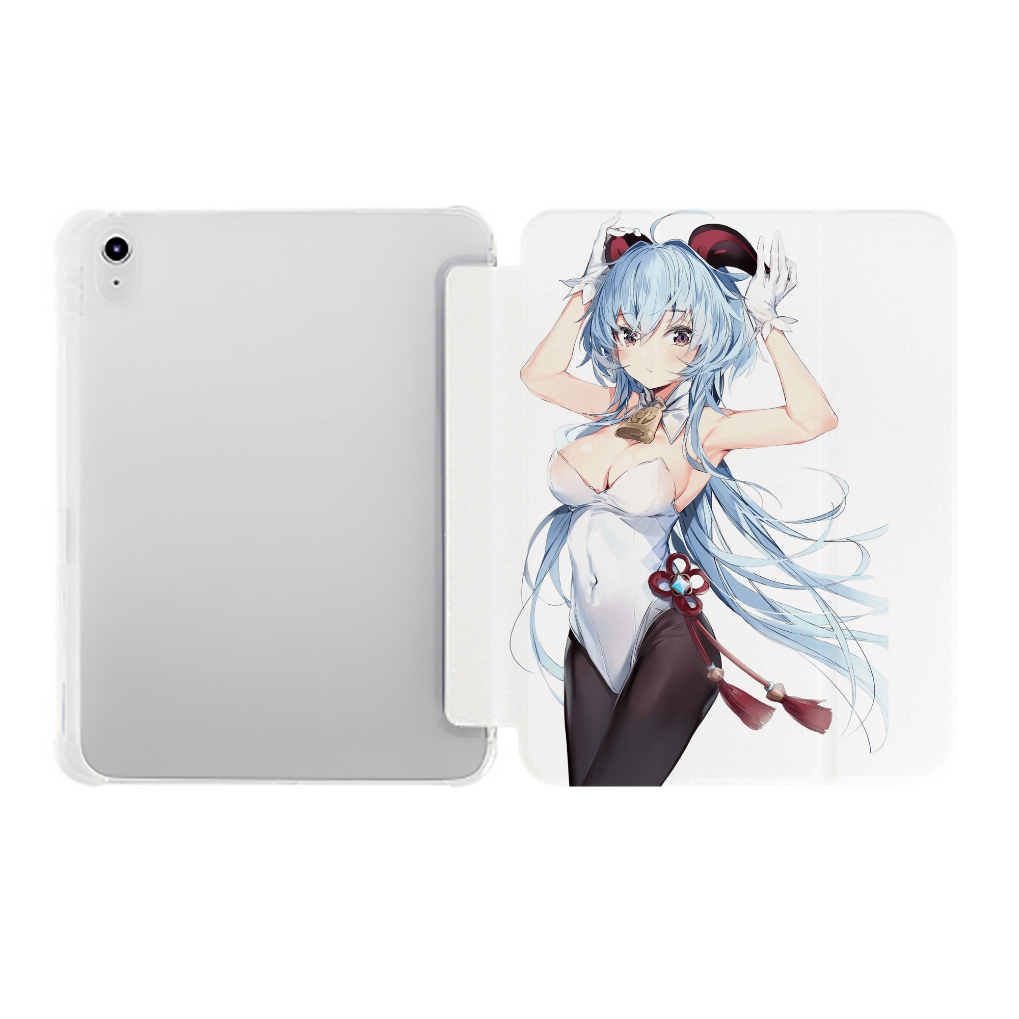 げんし神 甘雨 かんう genshin Ganyu IPad ケース ペン収納付き 三つ折りスタンド PUレザー×シリコン 対応機種9.5/10.5/10.9インチ
